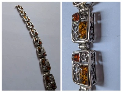 SUPERBE BRACELET AMBRE ET ARGENT - Photo 1/4