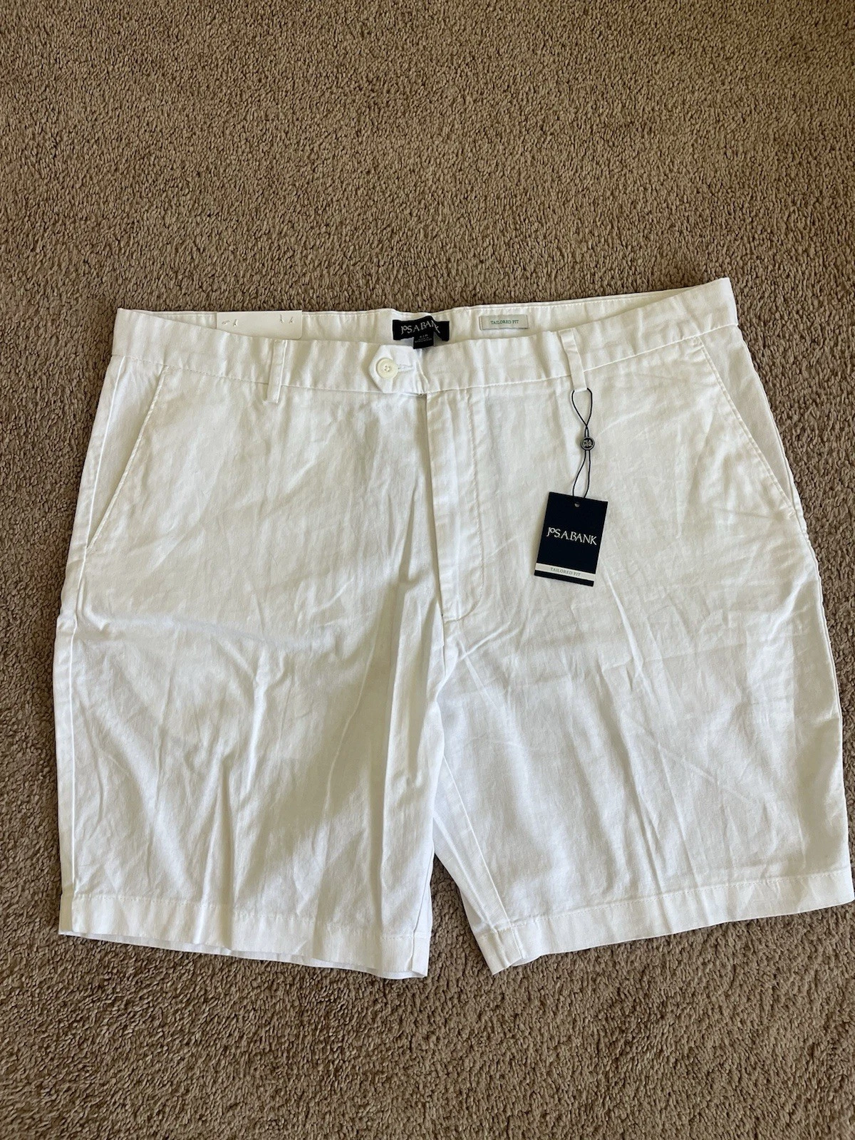 NEW Joseph A Bank Linen Blend Shorts Sz 42R White Mens Golf Casual 9." $60