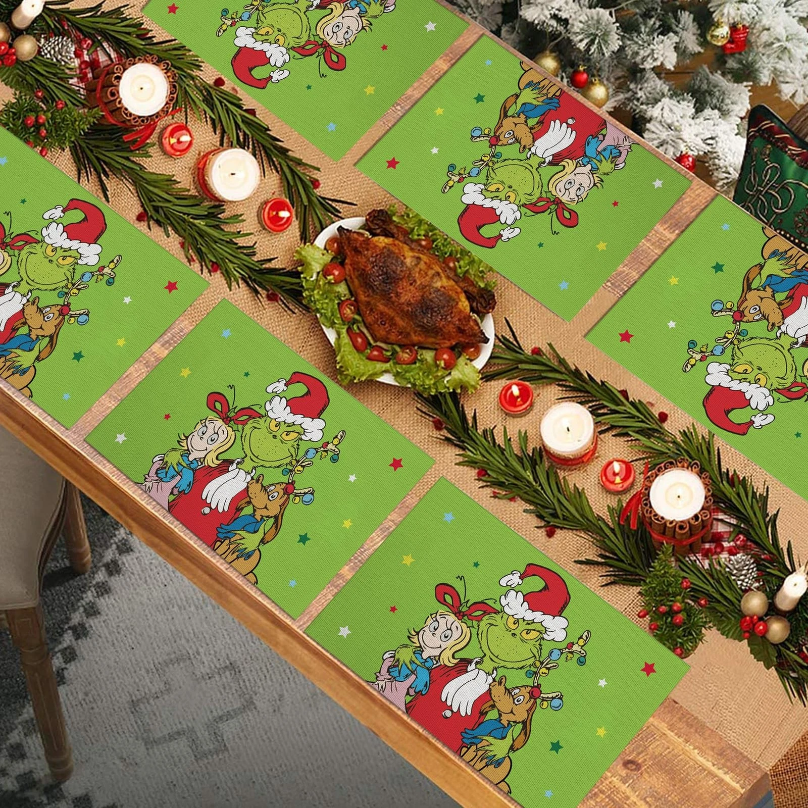 Santa Character Christmas Placemats with Max Cindy Stars