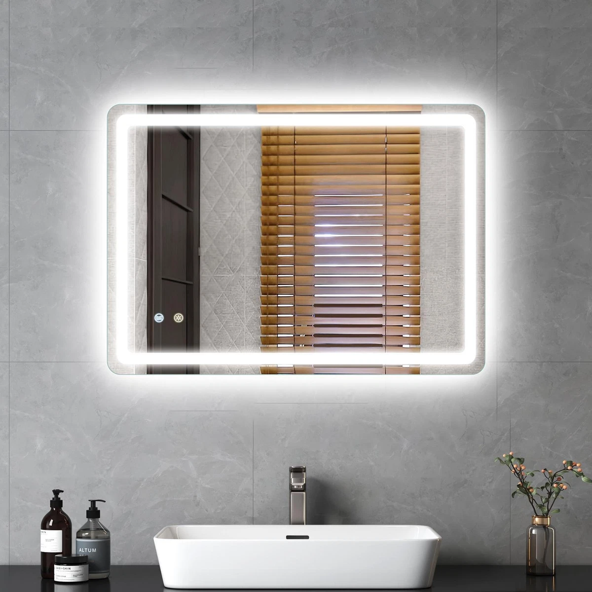 LED Badezimmerspiegel Badspiegel mit Beleuchtung Beschlagfrei Wandspiegel Touch