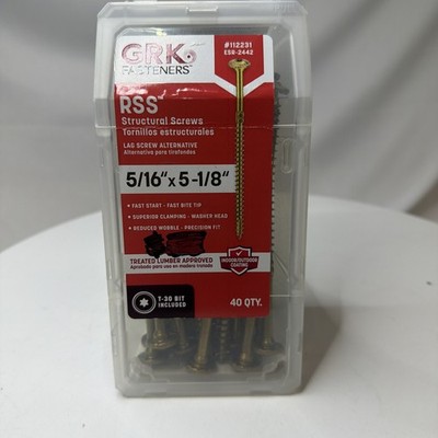 GRK Fasteners RSS  5/16 x 5-1/8 Inch, Rugged Structural Screws, 40 PCS, Rust