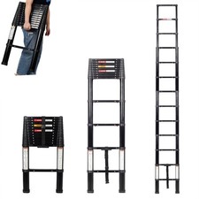 12.5FT Telescoping Step Ladder 330LBS Capacity Aluminum Extension Multi-Purpose