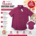 Chick-fil-A Team Style Uniform Shirt Burgundy Short Sleeve Medium
