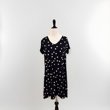 Soma Cool Nights Short Sleeve Sleepshirt Size Medium M Polka Dots Black Gold