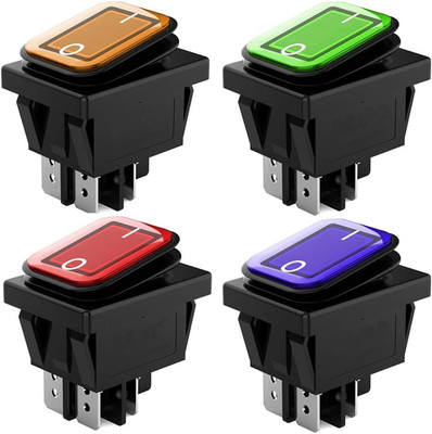 Gebildet 4Pcs 12V 24V 20A Waterproof Rocker Toggle Switch with LED Indicator, 4