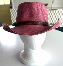 Eric Javits Women s Pink Straw Hat With Leather Band READ