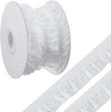 10 Yards White Pleated Lace Fabric Trim Stretch Ruffle Ribbon