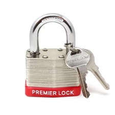 2 In. Nickel Plated Laminated Steel Keyed Padlock with Vinyl Bumper and 2 Keys