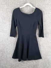 Banana Republic Ponte Knit A-line Flare Dress Womens 2 Black 3/4 Sleeve Career