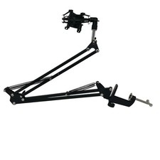 Adjustable Microphone Boom Arm Stand with Shock Mount and Desk Clamp Black Metal