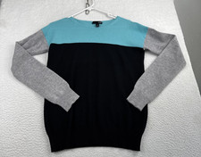 Aqua 100 Cashmere Aqua Turquoise Color block Sweater Medium Quiet Luxury Comfy