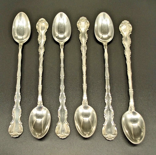 6 Gorham STRASBOURG Sterling Silver Iced Tea Spoons - 7-1/2” - 207g