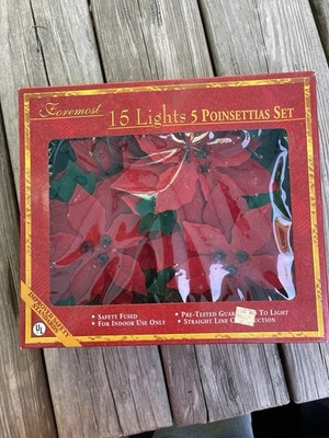 New Foremost 15 Light 5 Poinsettia Christmas Poinsettia Set 10  Long