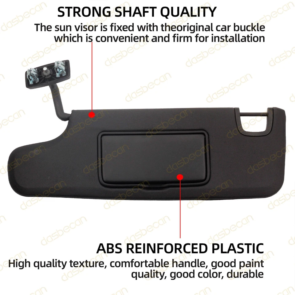 Black Left Driver Side Sun Visor wIth Mirror For Jeep Wrangler JK 2007-2018 Foto 4 de 4