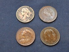 4 1/4d FARTHINGS 1860 / 1885 /1895 / 1909