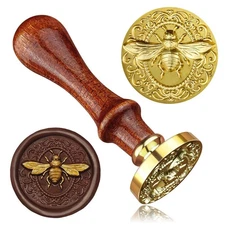 3D Bee Wax Seal Stamp, 0.98' Brass Stamp Head with Wooden Handle for Invitations