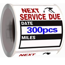 300 Oil Change Stickers 2"x2" Service Reminder Labels Black Paper Roll