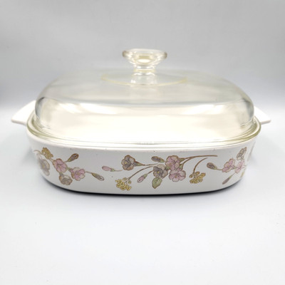Corning Ware Pastel Bouquet A-10-B Casserole With A-12-C Lid Vintage