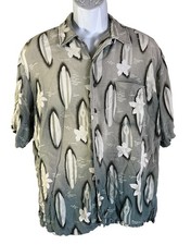 ROUTE 66 Men's Short Sleeve Button Down Surf Board Shirt Black White Large