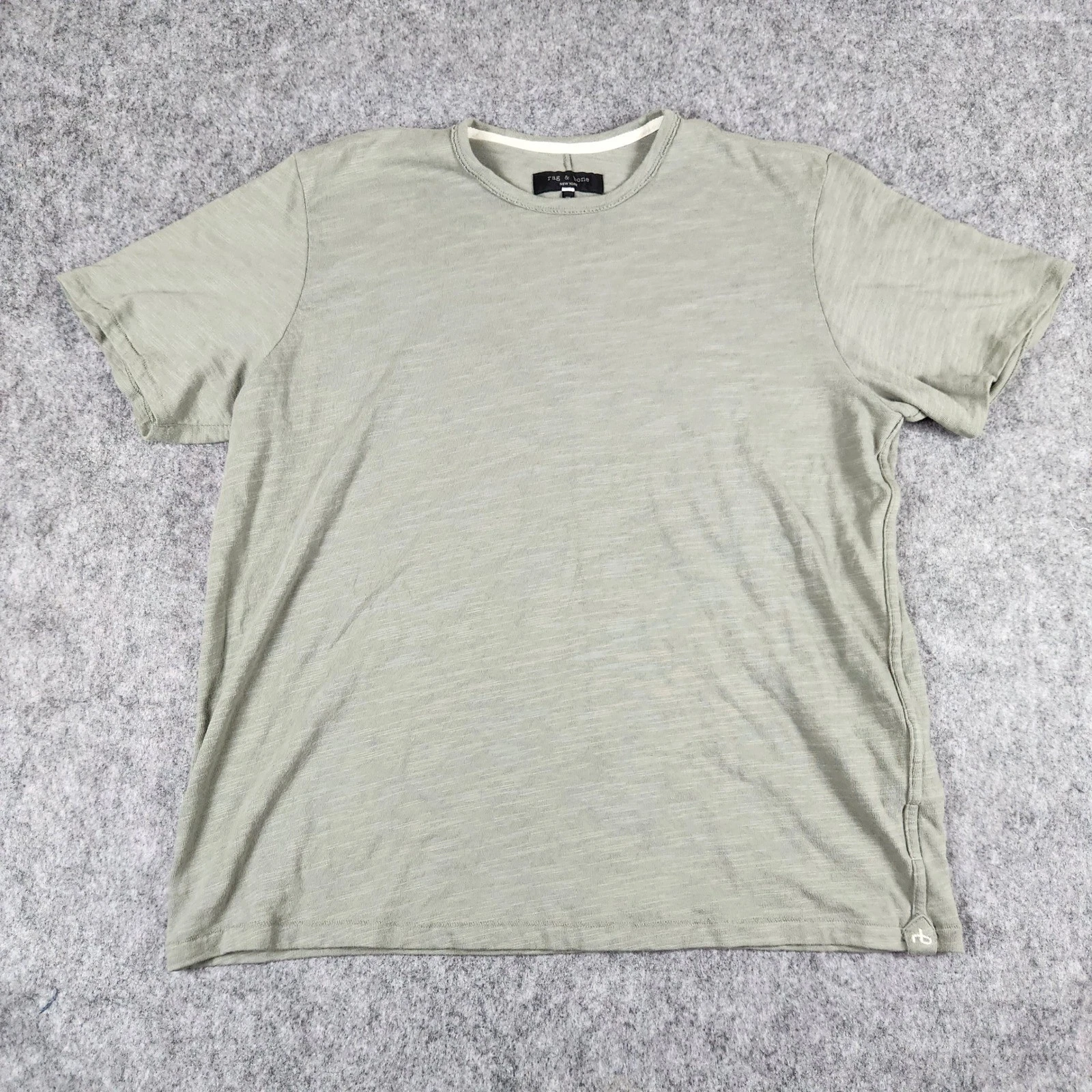 Rag and Bone Classic Flame Tee Men XXL 2XL Green Slub Short Sleeve Casual Shirt