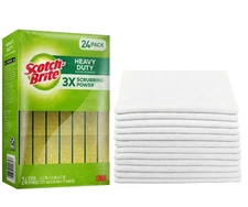 Scotch-Brite Heavy Duty Scrub Sponges (24 ct.)  & Washcloth 100% Cotton 11x11"