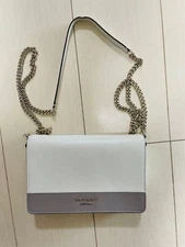 m1215 kate spade Shoulder Bag White/Gray Leather Excellent Condition