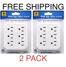 6 Grounded Outlets Tap Electric General Wall Outlet Extender 6 Prong Multi Plug 