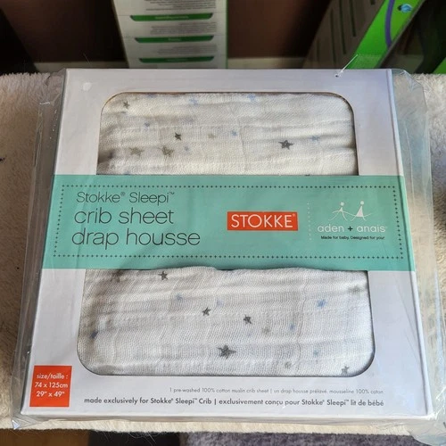 Aden Anais  Stokke Sleepi fitted Crib Sheet 29” X 49” 100% cotton muslin BNIB