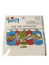 5 count super hero birthday party dog tags necklaces gift bag fillers