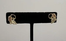 Vintage Landstroms Black Hills Gold Tri-Color 10 Karat Earrings Signed