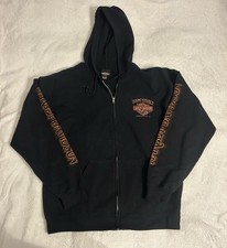 Harley-Davidson Men's Eagle Piston Long Sleeve Full-Zip Hoodie Black Sz Large L