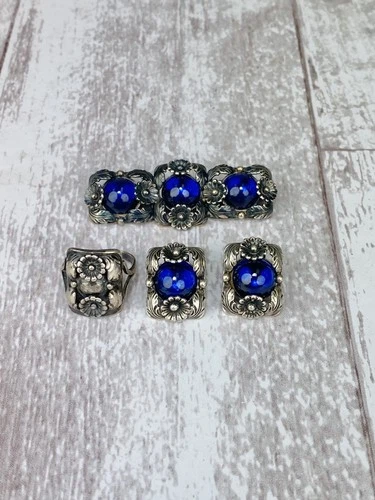 Vintage NIELS ERIK FROM Denmark Sterling Silver Cobalt Blue Spinel Jewelry Set