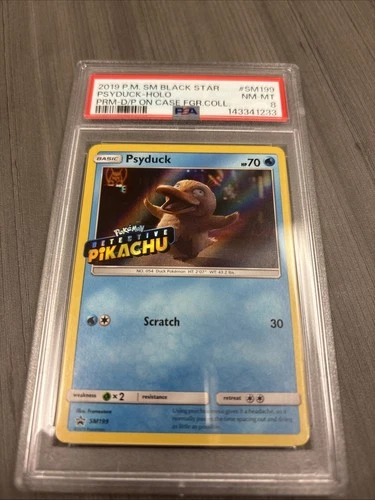 2019 P.M. SM Black Star Psyduck Holo SM199 Stamped Promo PSA 8!!