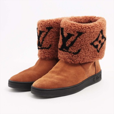 LOUIS VUITTON Snowdrop Flat Ankle Boot Brown Size 37