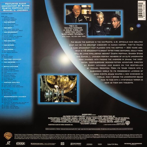 SPHERE WS CC AC3 NEUF N&S NTSC LASERDISC Dustin Hoffman, Sharon Stone - Picture 2 of 2