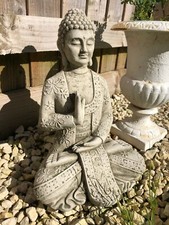 Reconstituted Stone Meditating Buddha Statue | Vintage Concrete Garden Ornament