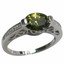 1.41 Carat Natural Peridot Sterling Silver Ring – Size 10 Flower & Leaf Vintage Style - View #2
