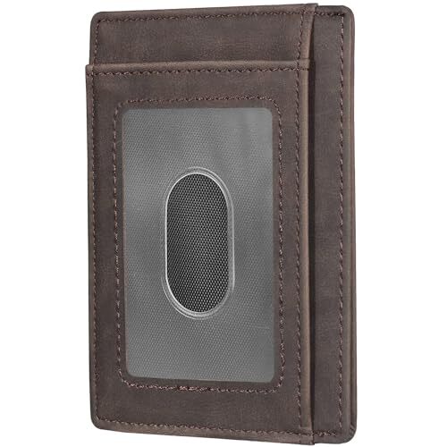 Travelambo Front Pocket Minimalist Leather Slim Wallet RFID Blocking Medium Size