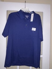 NWT saddlebred men s polo Blue solid color classic fit comfort flex large