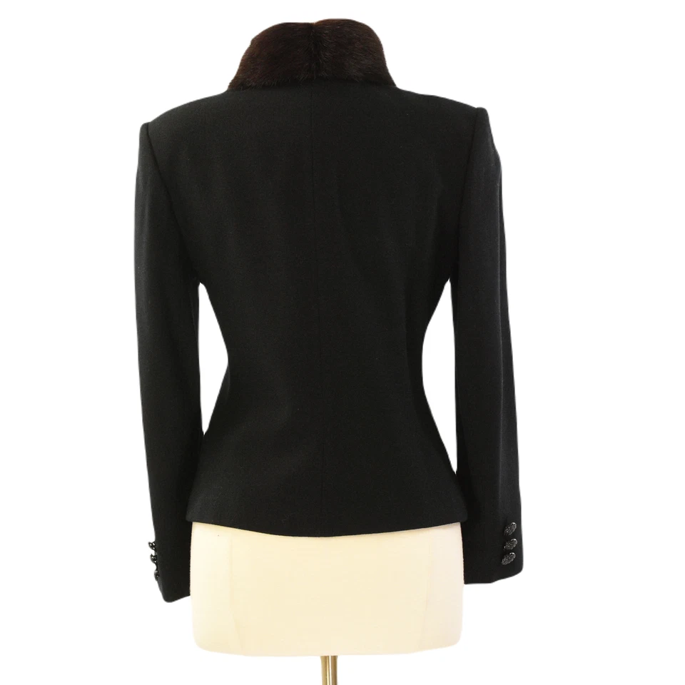 Abrigo asimétrico de lana negro vintage años 60 para mujer M noche fiesta chaqueta Foto 4 de 4