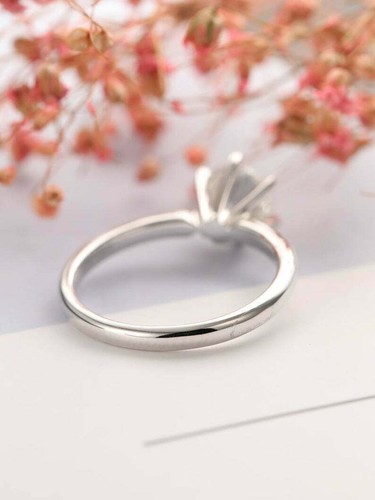 Anillo de compromiso solitario de oro blanco de 14 quilates con zafiro... - Imagen 6 de 6