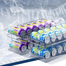 2025 Fridge Organisers Double Layer Removable Rolling Beverage/Beer Soda Pop Can