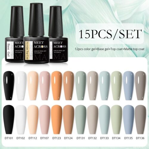 Green Purple Nail Gel Polish Set Kit Soak Off UV LED Gel Nail Art Varnishes - Picture 42 of 49