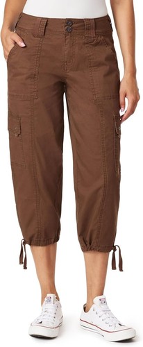 WallFlower Women's Luscious Curvy 22" Straight Cargo Twill Crop Mid Rise - Picture 4 of 14
