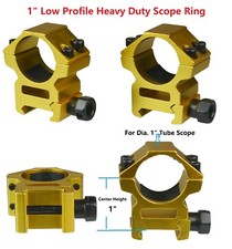1 Pair 1" Height 1" Low Profile Scope Rings Picainny/Weaver, Anodized Gold Color