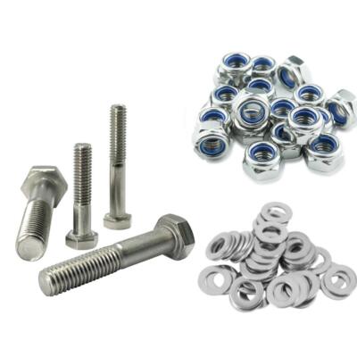 1/4 5/16 3/8 7/16 1/2'' UNF SECHSKANTSCHRAUBEN NYLOC UNTERLEGSCHEIBEN TEILGEWINDE EDELSTAHL