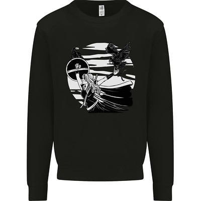 Schildjungfer mit Rabe & Wikingerschiff Kinder Sweatshirt Pullover