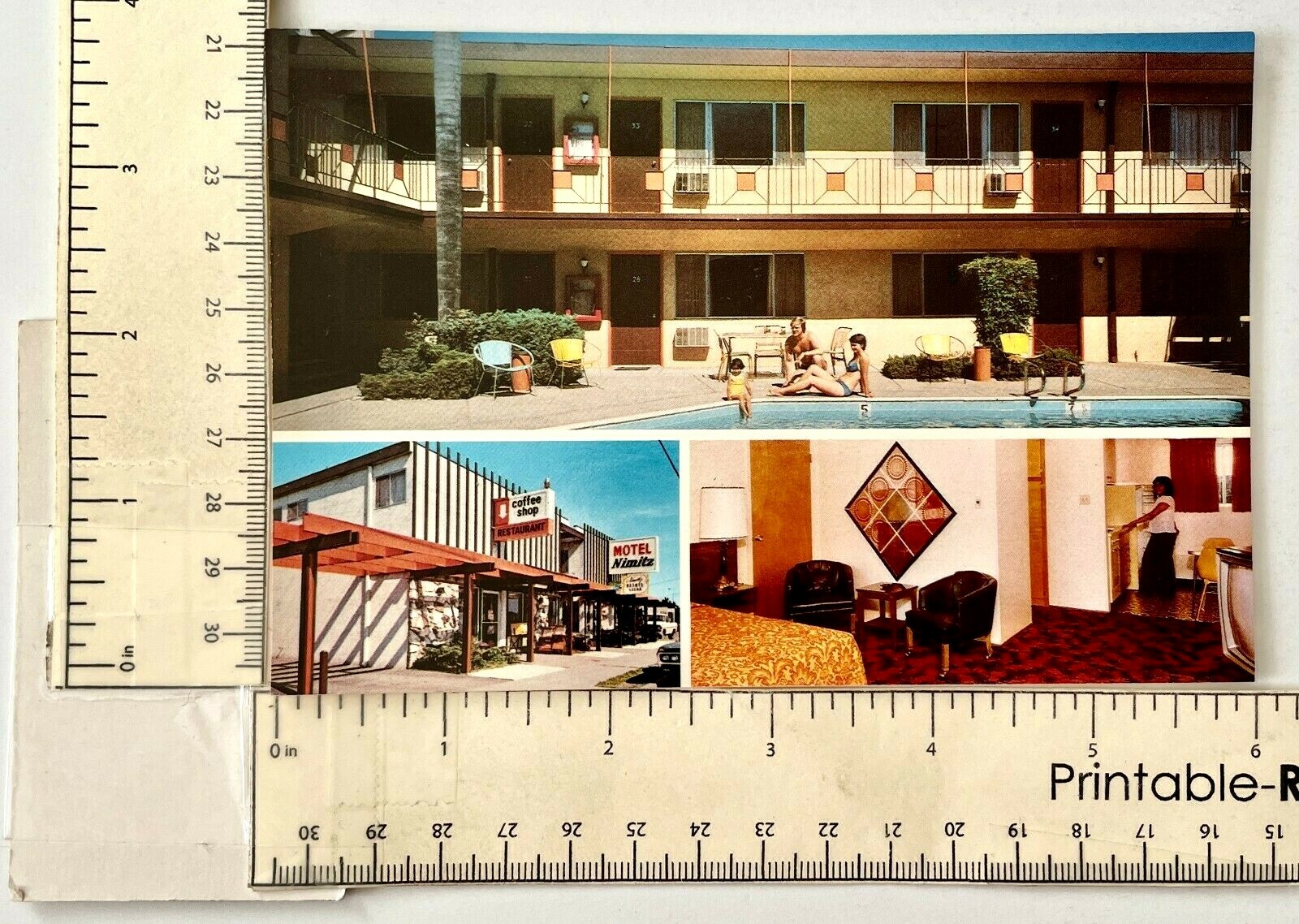 1970s San Leandro California Motel Nimitz Vintage Postcard Poolside