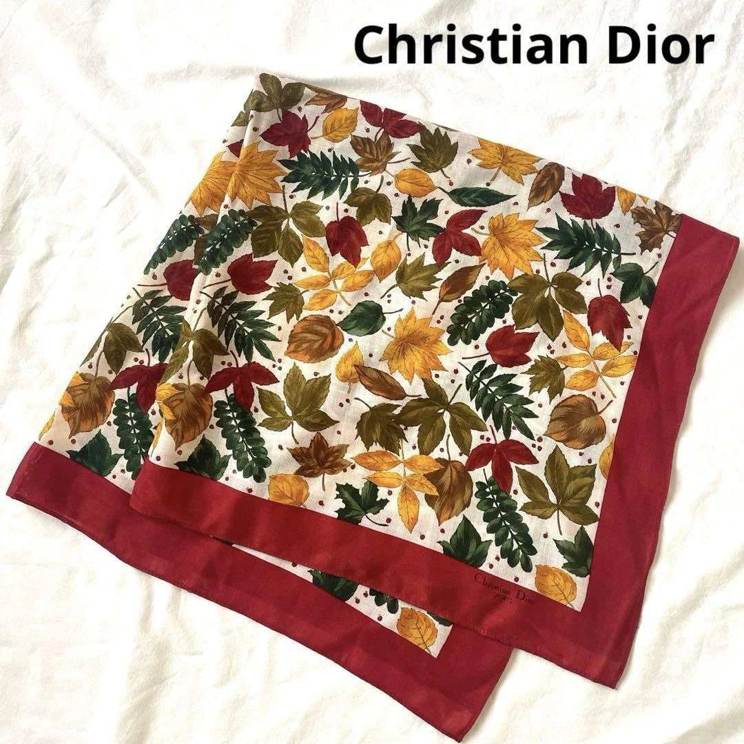 Authentique foulard Christian Dior motif feuilles fleuries multicolore 85 x 85 cm femme