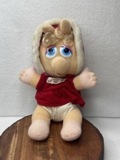 VINTAGE 1987 Henson Collectible Baby Miss Piggy Plush Muppet Red Dress and Hood